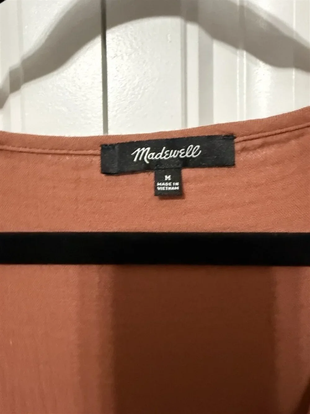 Madewell Dress Medium Crisscross Style Puff Sleeve Terracotta